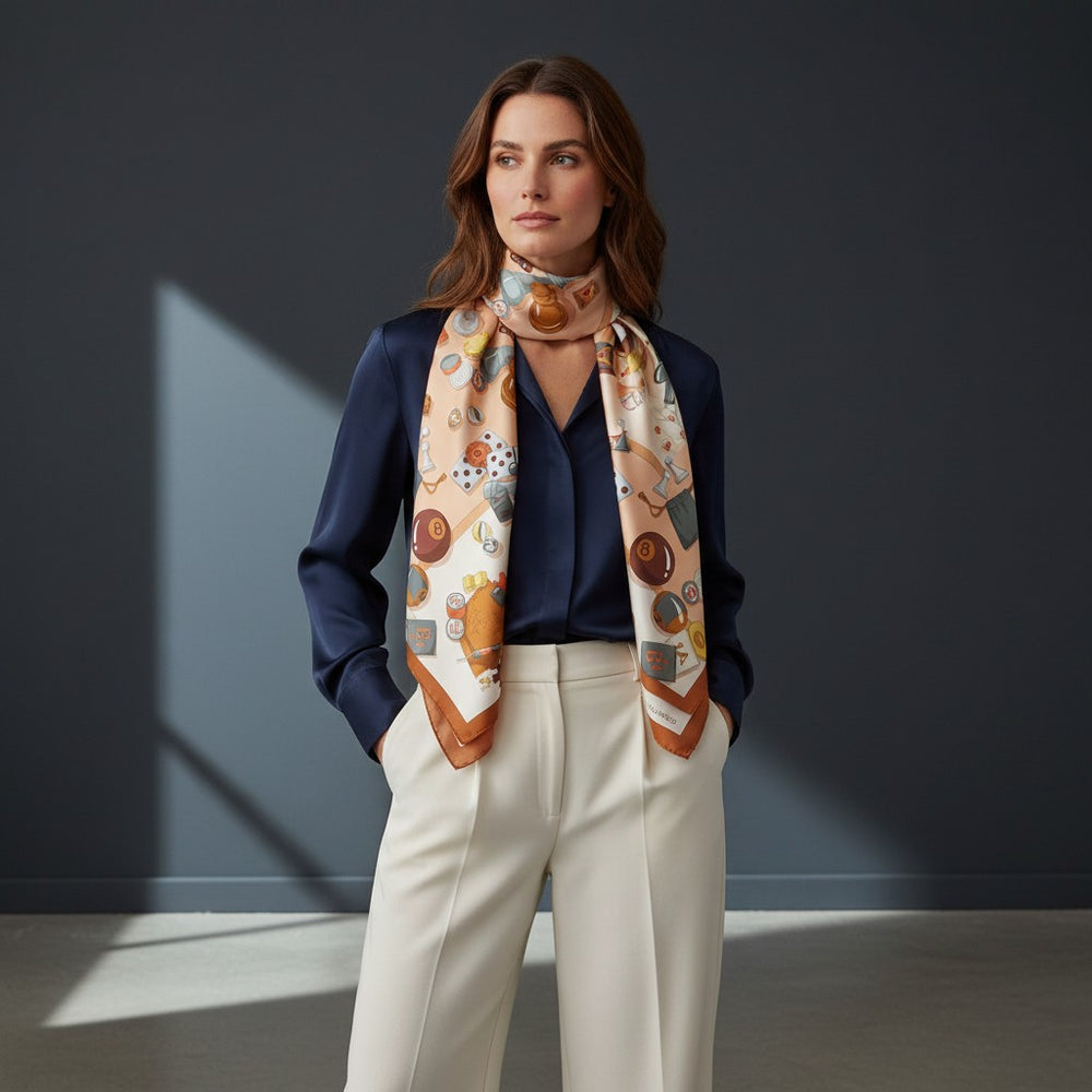 Checkmate 90s Twill Silk Scarf