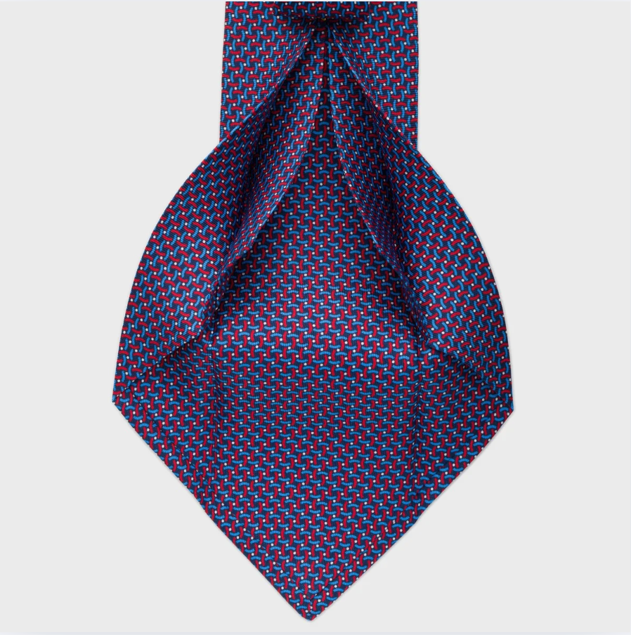 5-fold silk tie in Blue and Red Pattern
