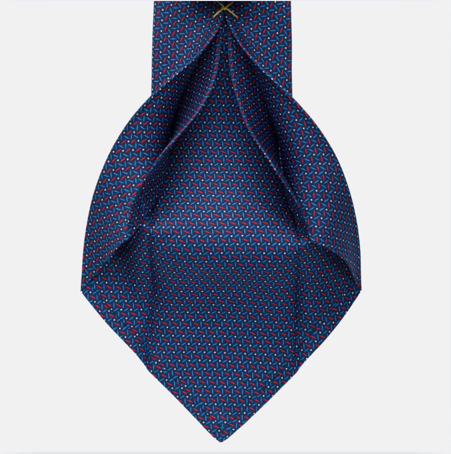 5-fold silk tie in Blue and Red Pattern