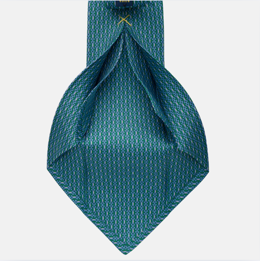 5-fold silk tie in Green Pattern