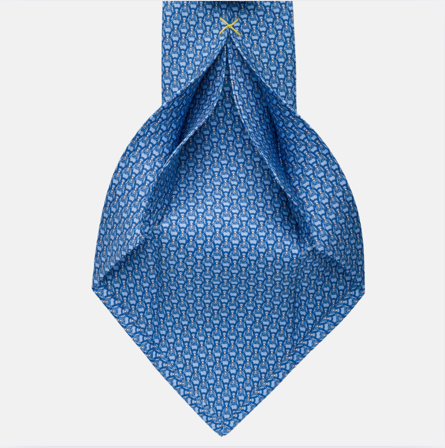 5-fold silk tie in Celeste pattern