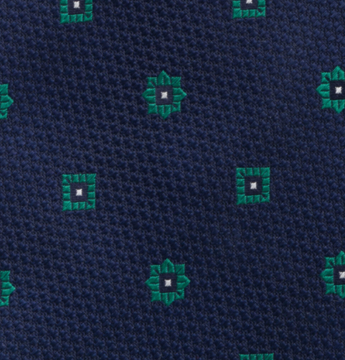 1999 Collection Tie in Heavy Blue Silk with Floral Pattern