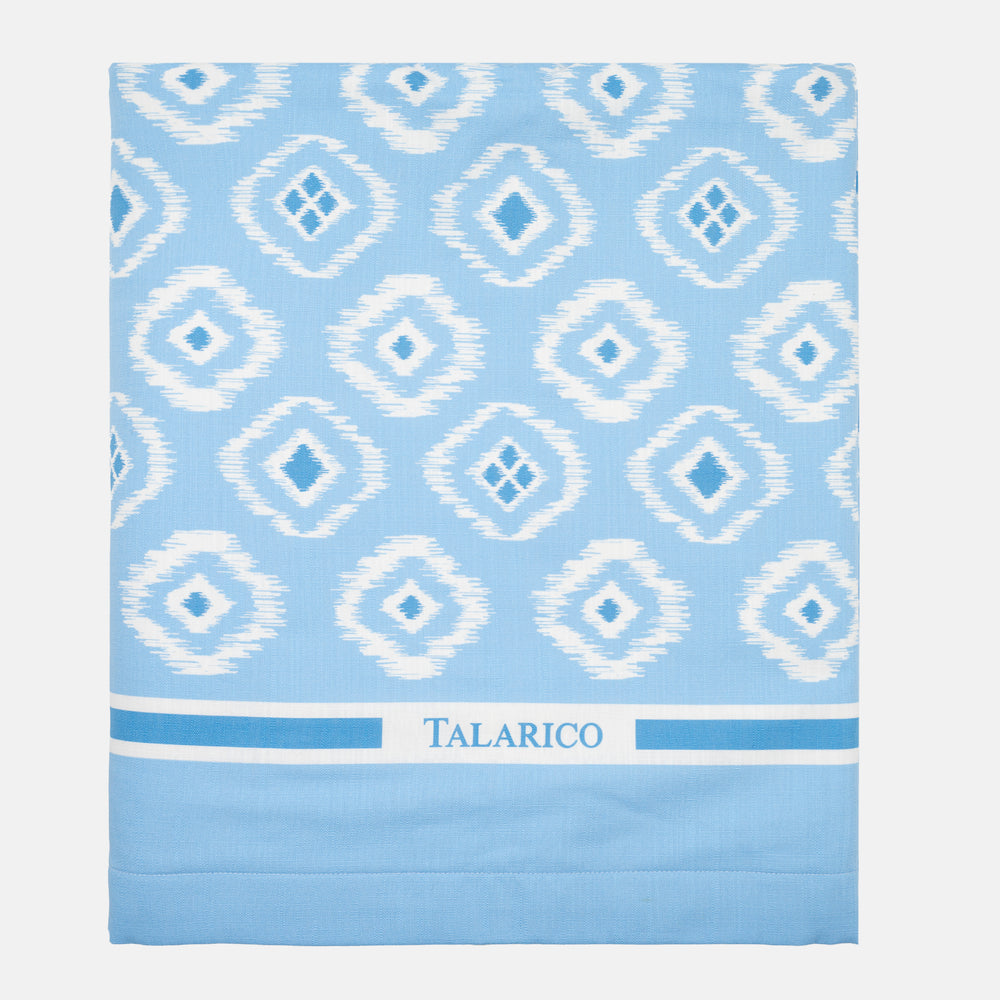 Linen and Terry Beach Towel | Soverato Pattern | Light Blue