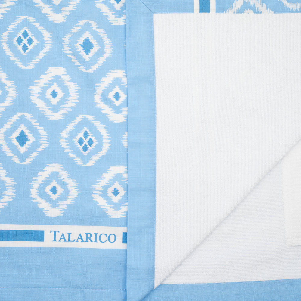 Linen and Terry Beach Towel | Soverato Pattern | Light Blue