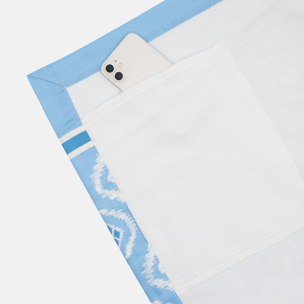 Linen and Terry Beach Towel | Soverato Pattern | Light Blue