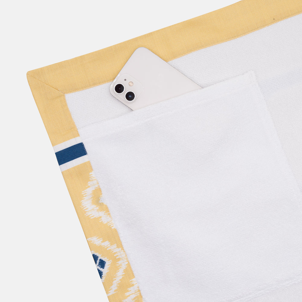 Linen and Terry Beach Towel | Soverato Pattern | Yellow