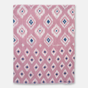 Soverato Pink Pure Linen Scarf with Diamond Pattern | Made in Italy - Women