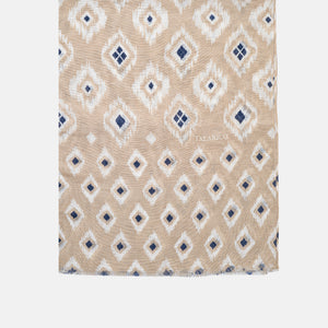 Soverato Pure Linen Scarf in Beige with Diamond Pattern | Made in Italy - Women