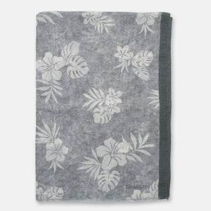 Men's Sperlonga Shawl Scarf in Grey Linen and Silk with Botanical Pattern | Made in Italy