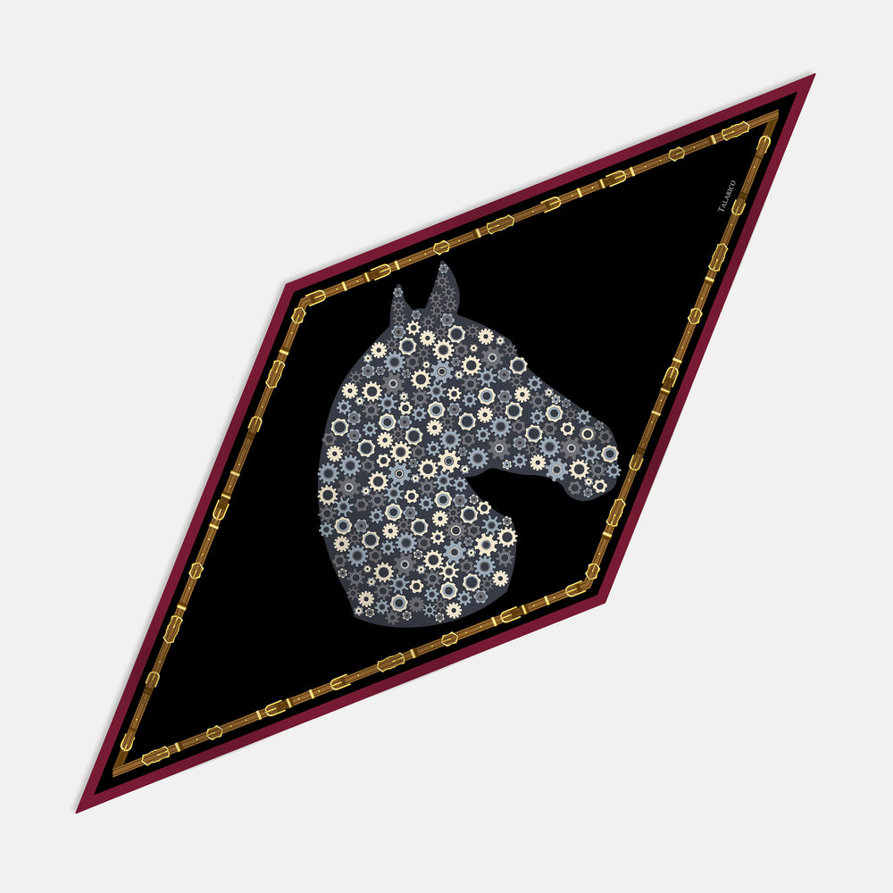 Steel Stallion Twill Silk Rhombus Scarf
