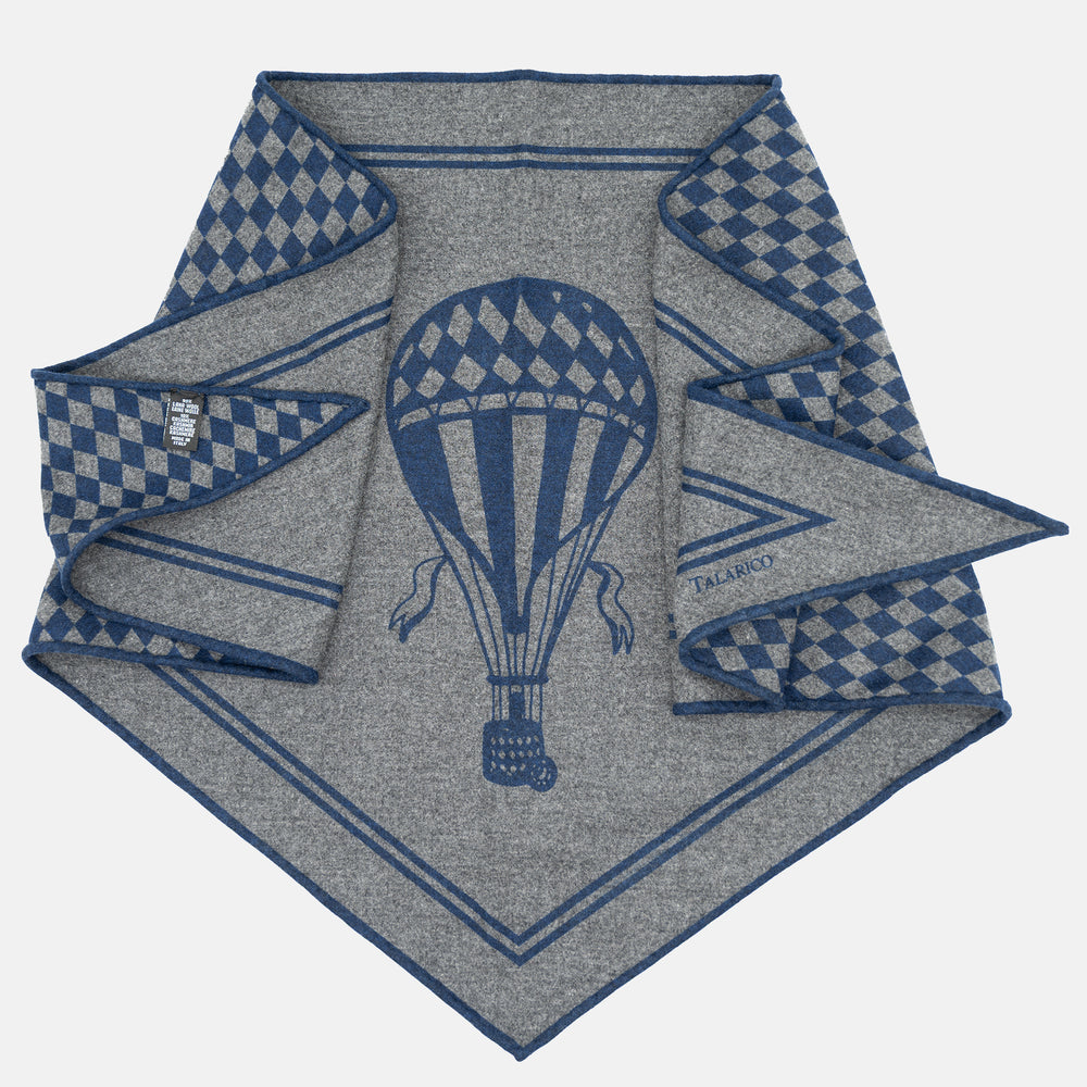 FOULARD A TRIANGOLO IN LANA E CASHMERE BLU - TAL-191-3