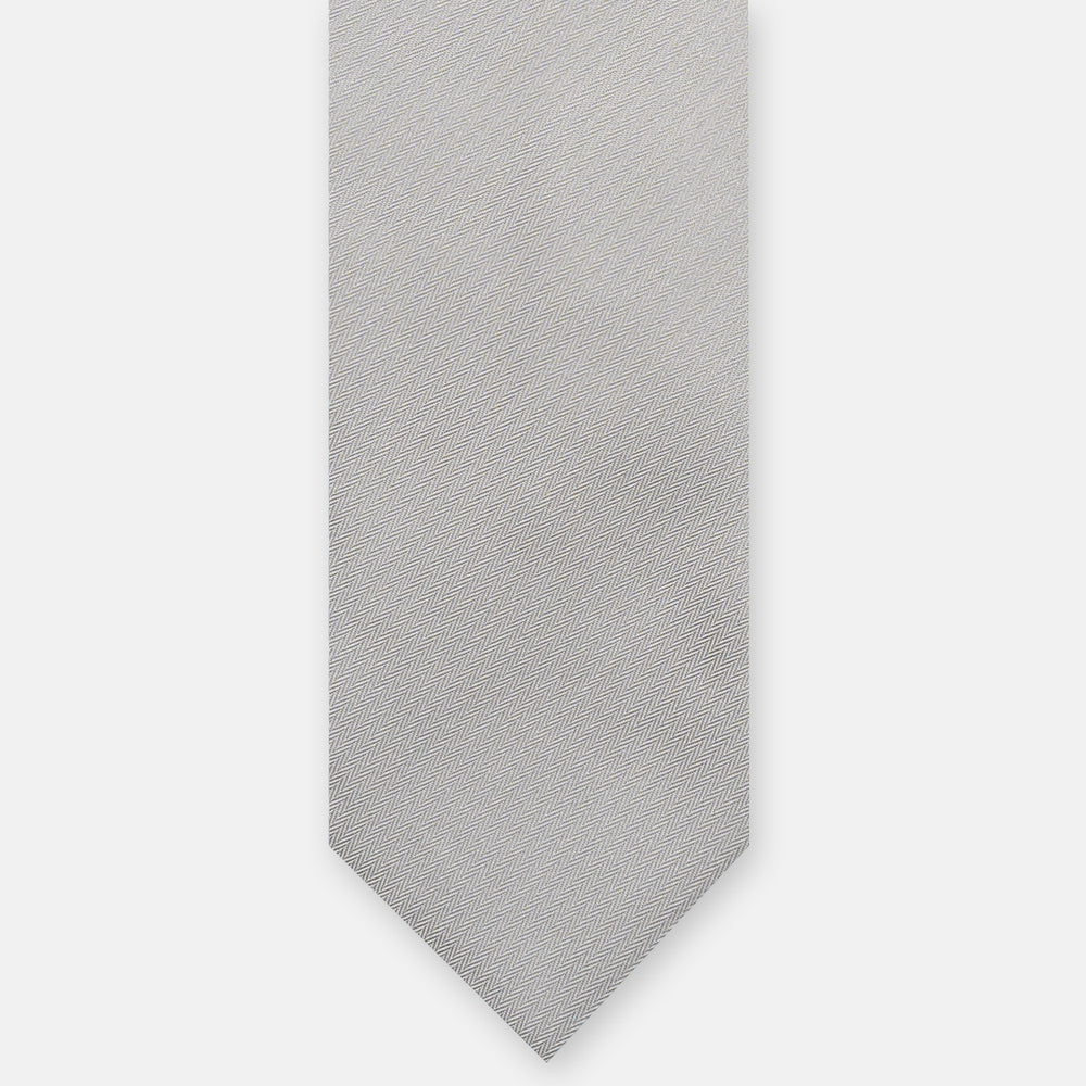 Grey Herringbone Silk Ceremony Tie - TAL6806