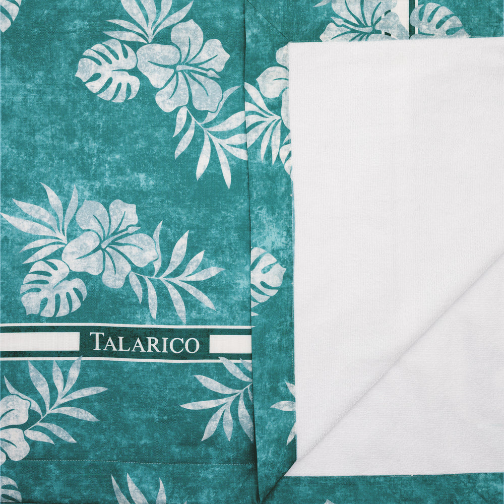 Linen and Terry Beach Towel | Tropea Pattern | Teal