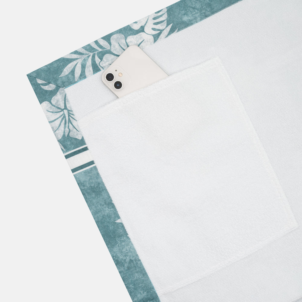 Linen and Terry Beach Towel | Tropea Pattern | Teal