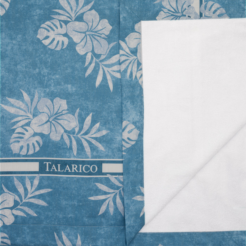 Linen and Terry Beach Towel | Tropea Pattern | Turquoise