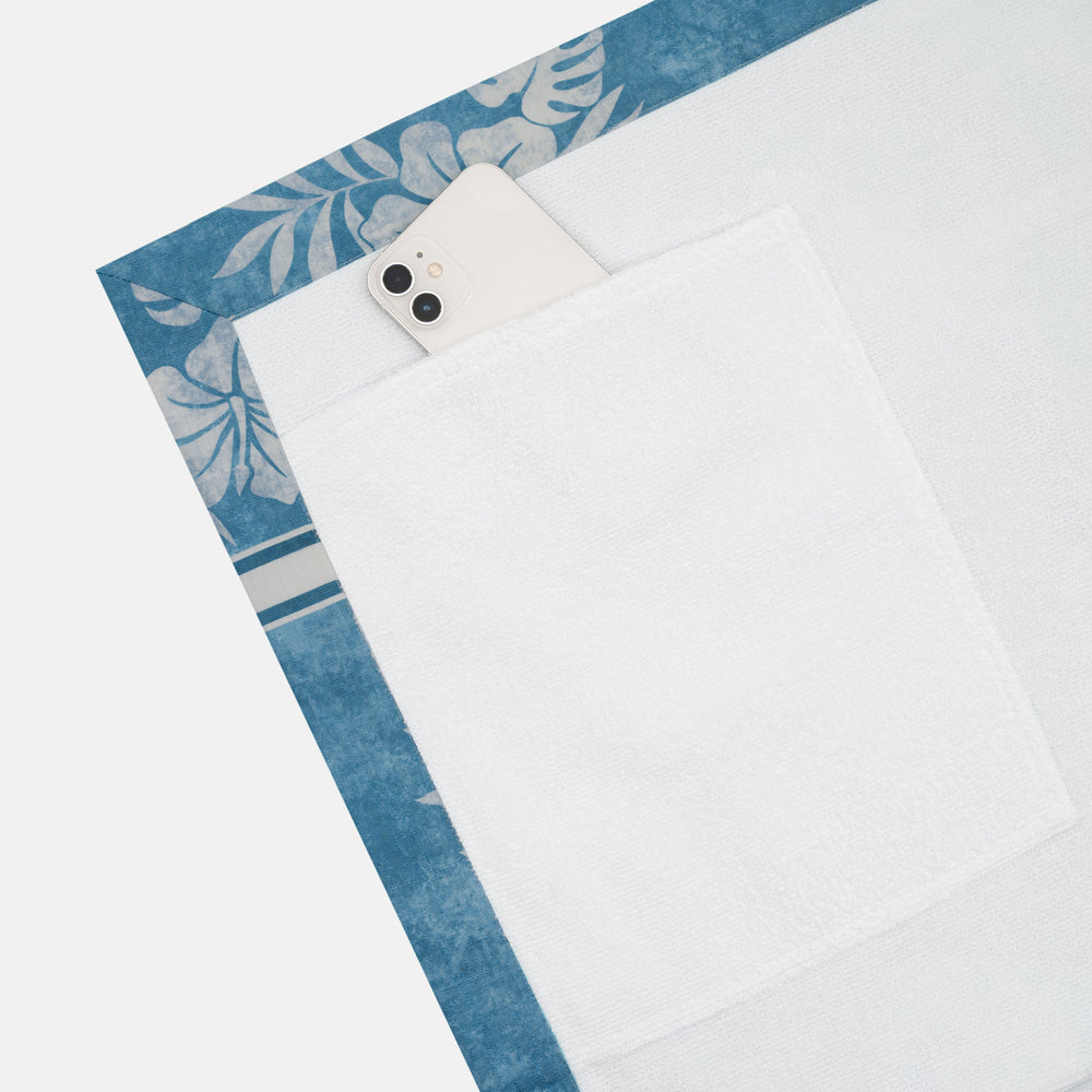 Linen and Terry Beach Towel | Tropea Pattern | Turquoise