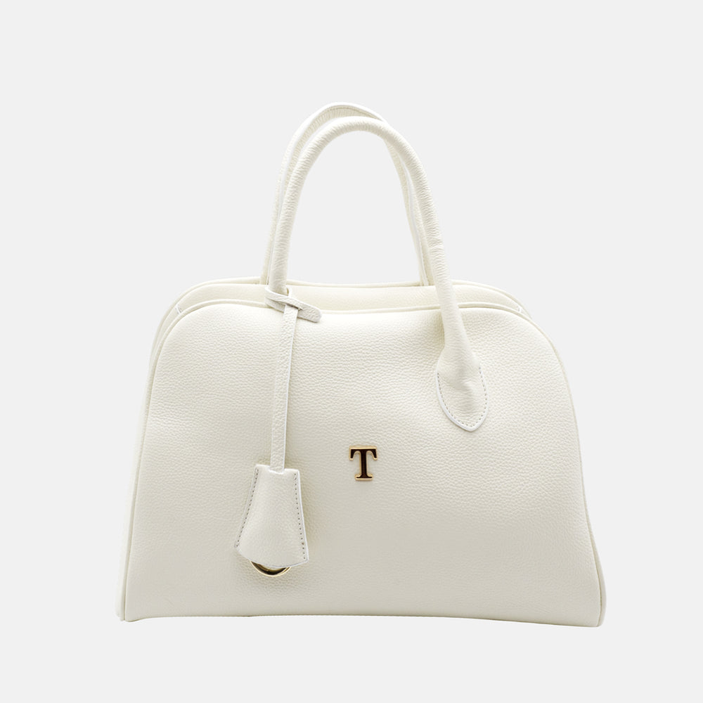 Borsa T Sleek Talarico in pelle martellata colore Bianco