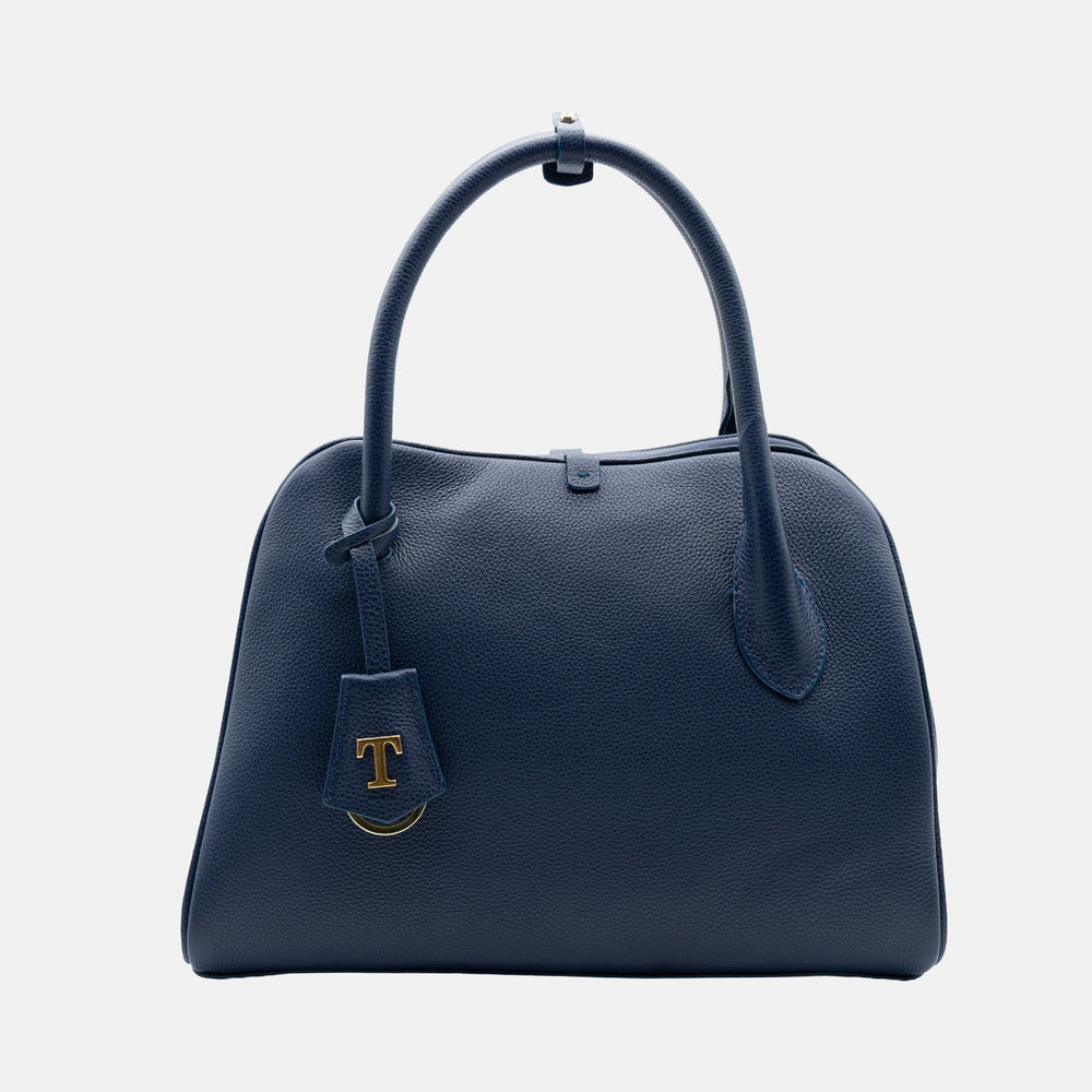 Borsa T Sleek Talarico in pelle martellata colore Blu