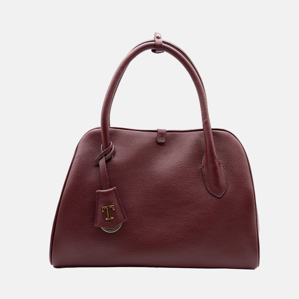 Borsa T Sleek Talarico in pelle martellata colore Bordeaux