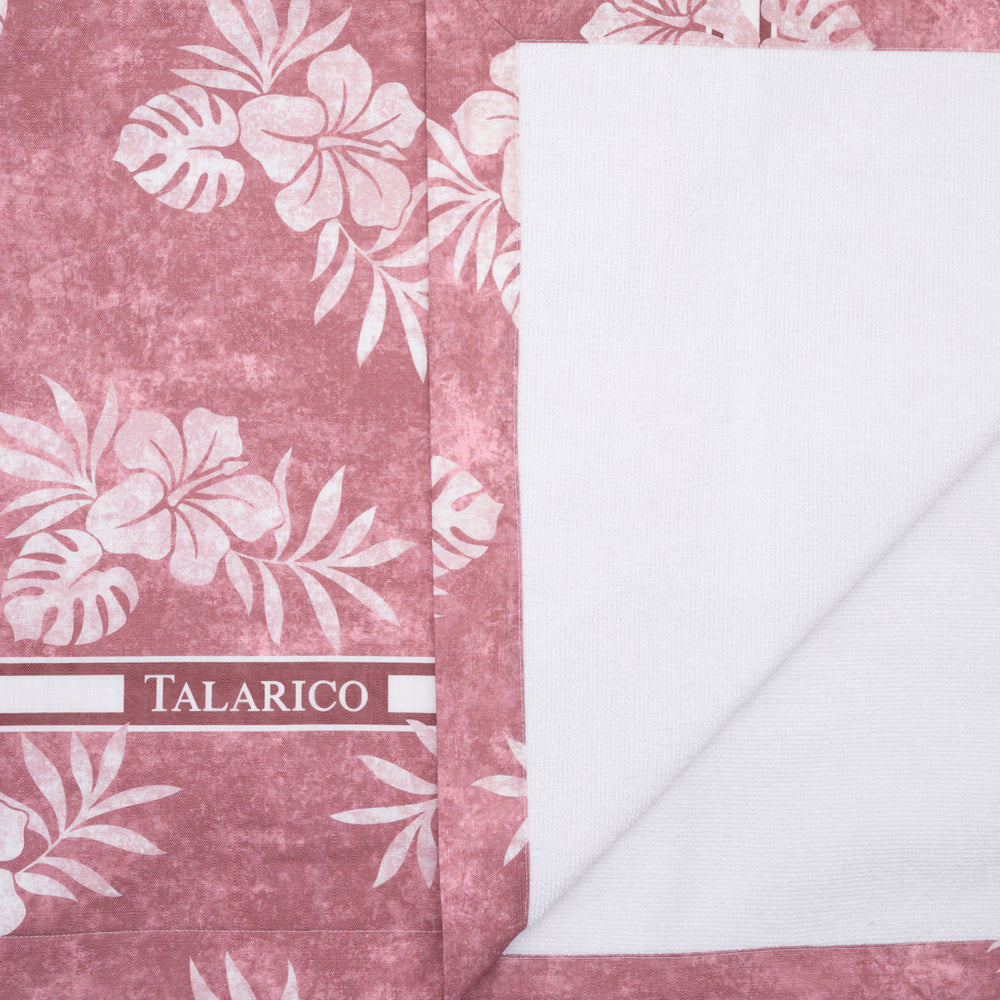 Linen and Terry Beach Towel | Tropea Pattern | Magenta