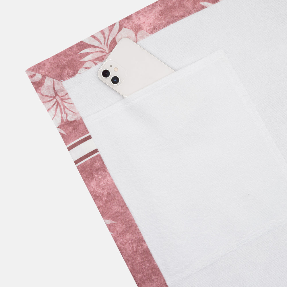 Linen and Terry Beach Towel | Tropea Pattern | Magenta
