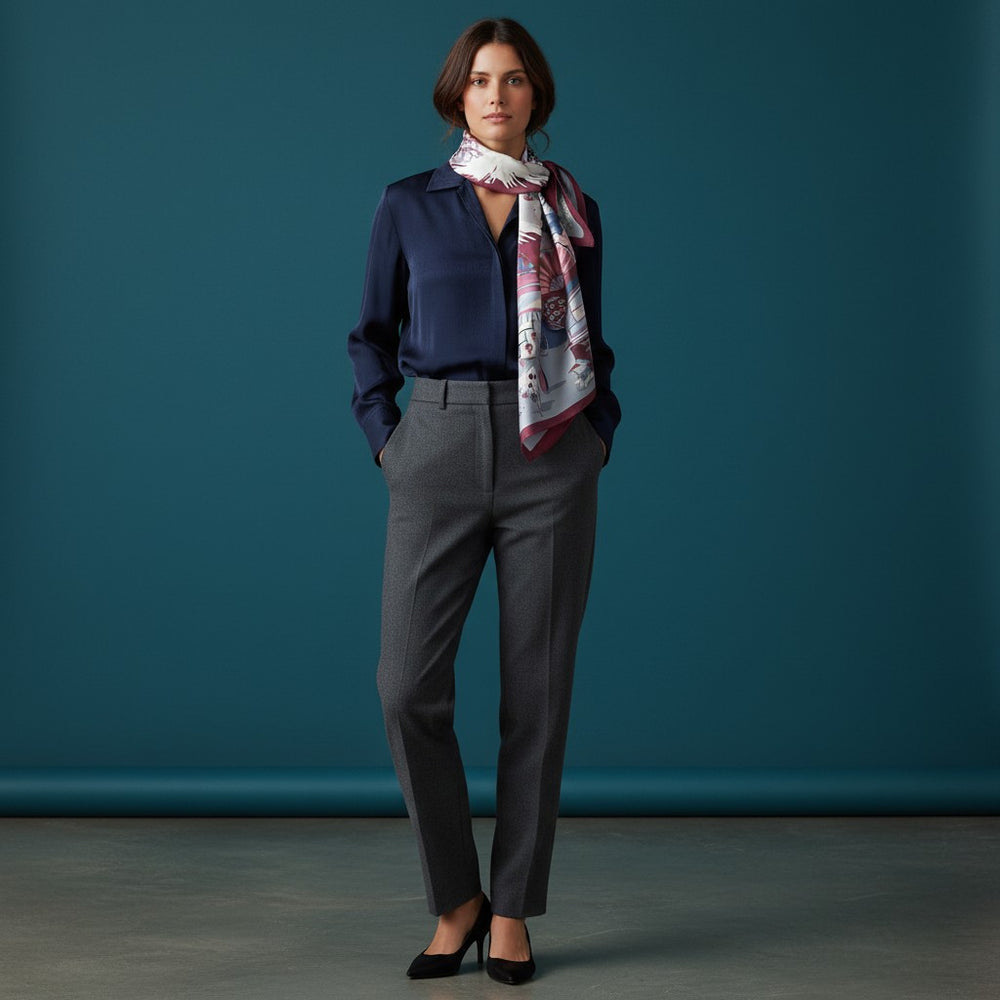 90's Twill Silk Scarf: Journey to the Rising Sun