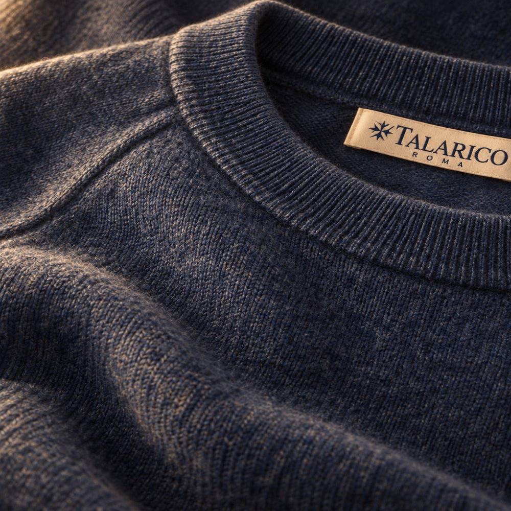 Crewneck Sweatshirt in 100% Cashmere | Blu Mélange - 0806