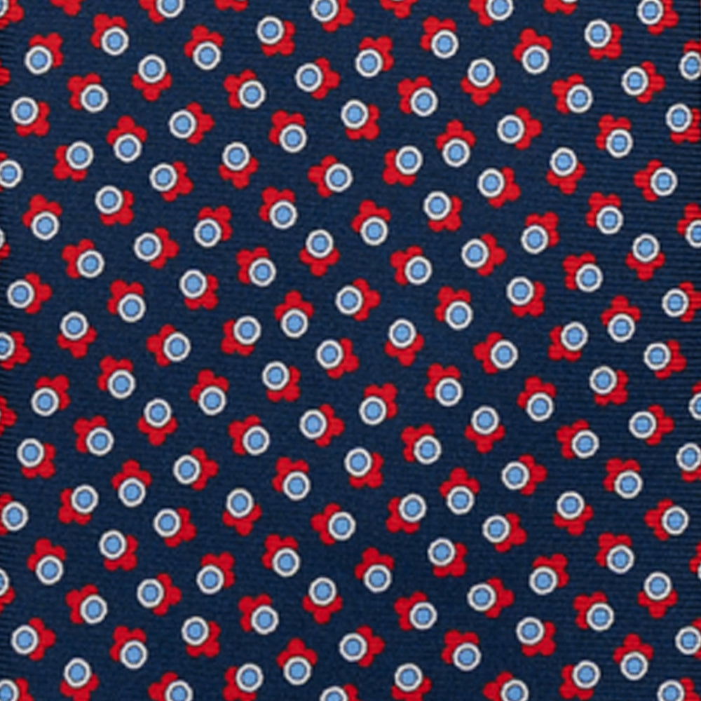 CRAVATTA 3 PIEGHE IN SETA, MICROFANTASIA, BLU ROSSO - JA064422_2 T