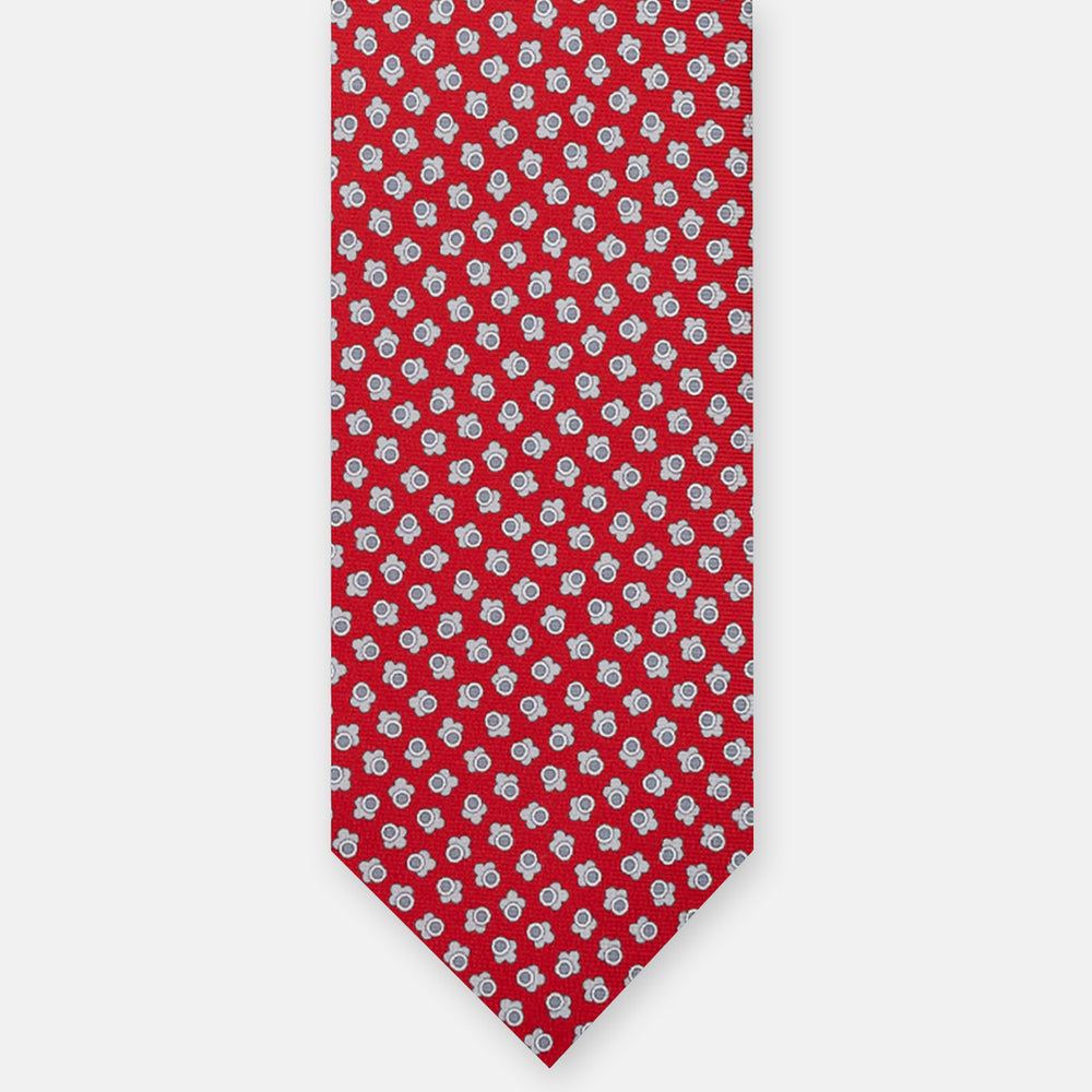 3 FOLD SILK TIE, MICRO-PATTERN, RED - JA064422_3 T