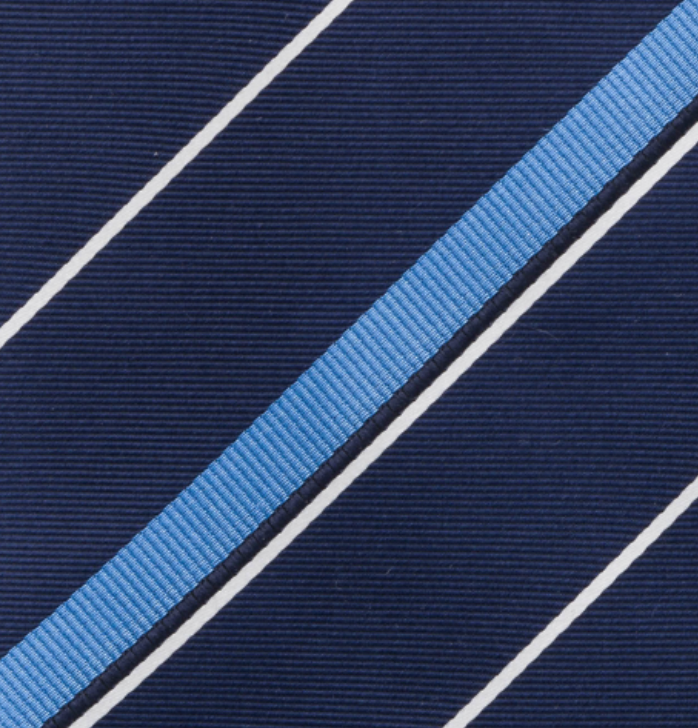 1999 Collection Heavy Silk Blue Tie with Stripes