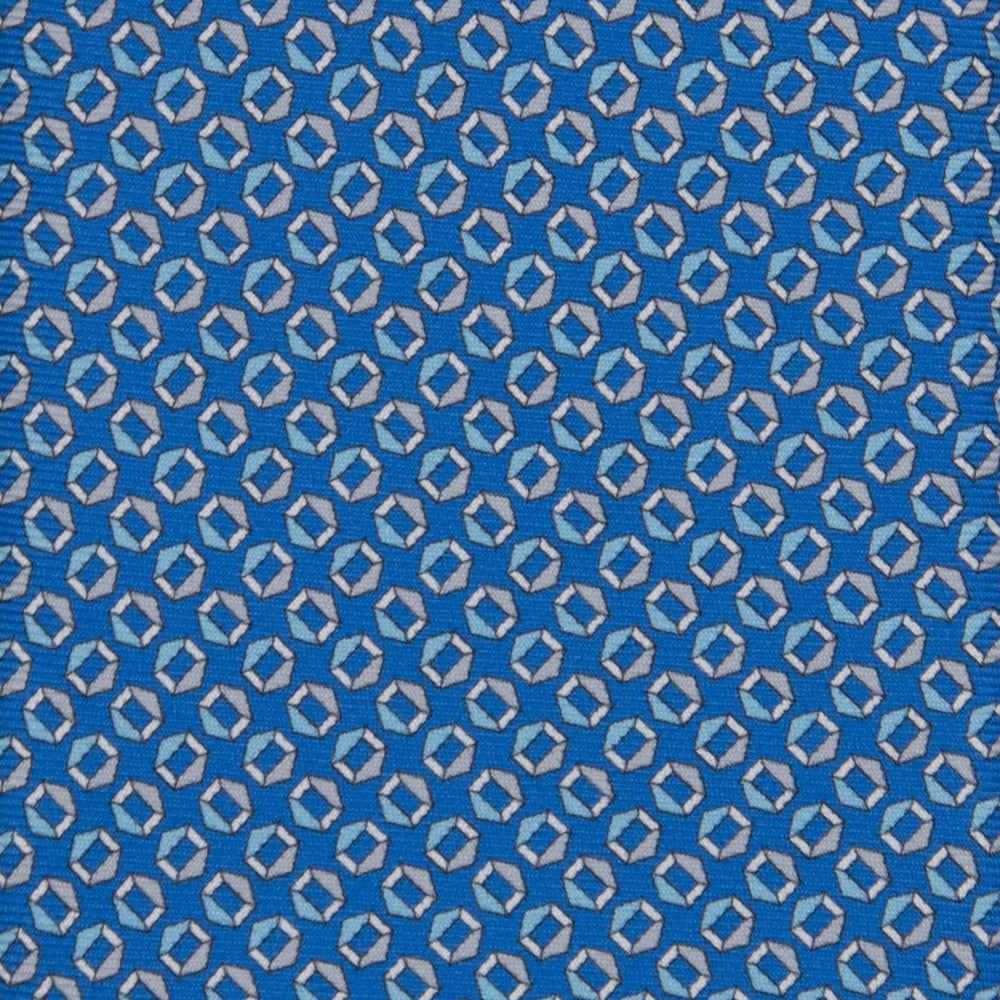 3-fold Tie in Geometric Pattern Teal Silk M9983