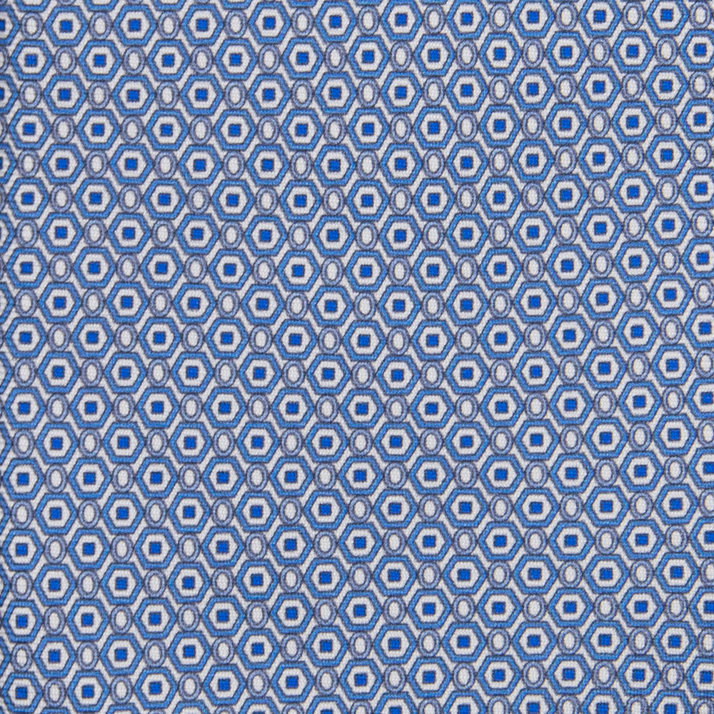 3-fold Silk Tie with Geometric Pattern White-MO9274