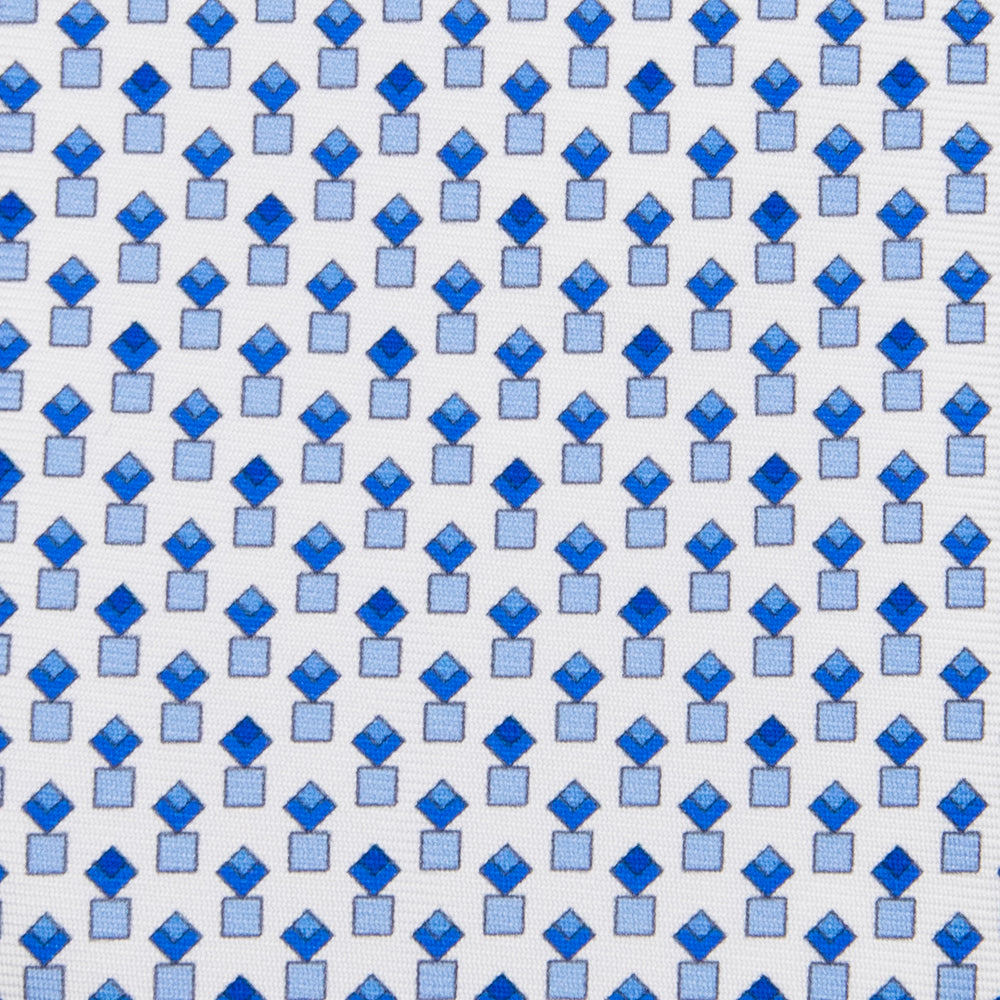 3-fold Tie in Geometric Pattern White Silk - M34186