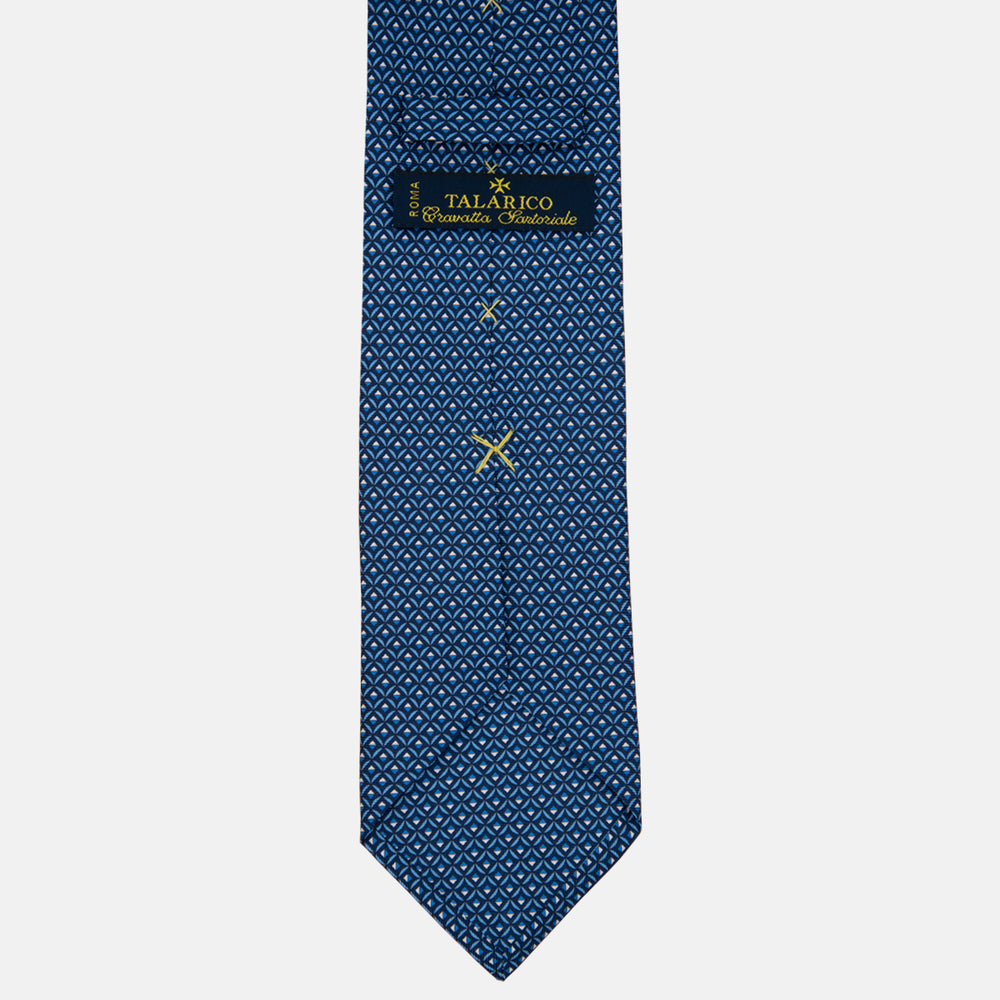 3-fold Tie in Geometric Pattern Light Blue Silk - M49301