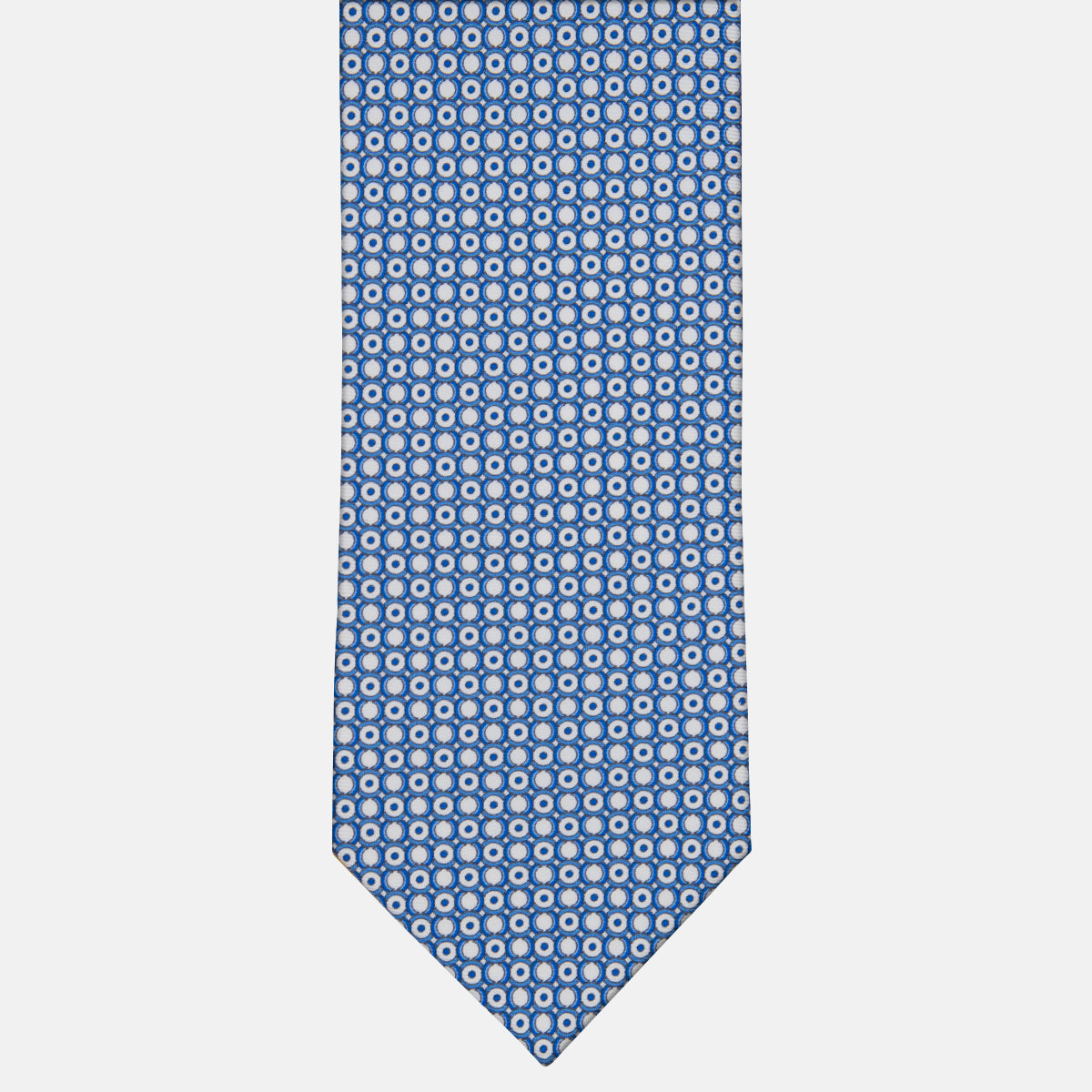 3-fold Silk Tie with White Geometric Pattern - M50033