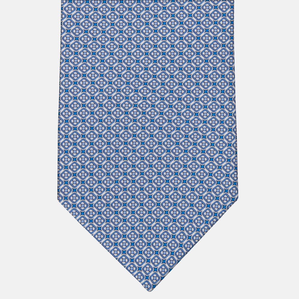 3-fold Silk Tie with Geometric Pattern White-M49759
