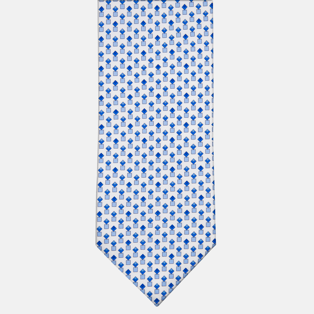 3-fold Silk Tie with White Geometric Pattern - M34186