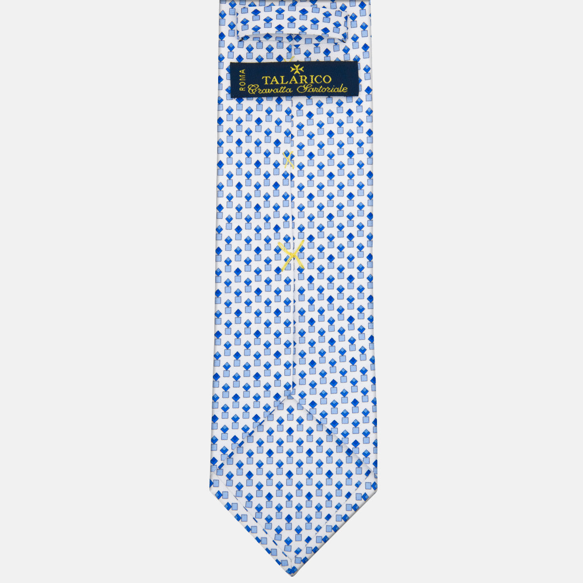 3-fold Silk Tie with White Geometric Pattern - M34186
