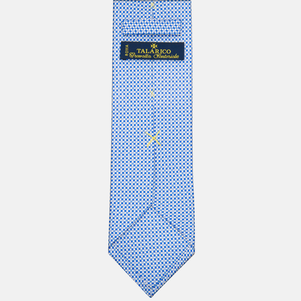 3-fold Silk Tie with Geometric Pattern in White - MOA409