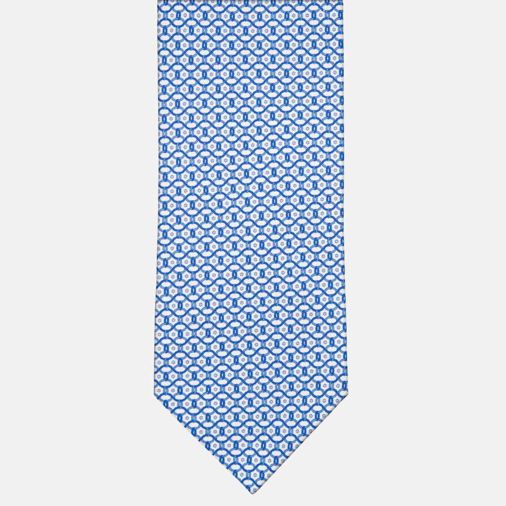 3-fold Tie in White Linked Pattern Silk - MO9962