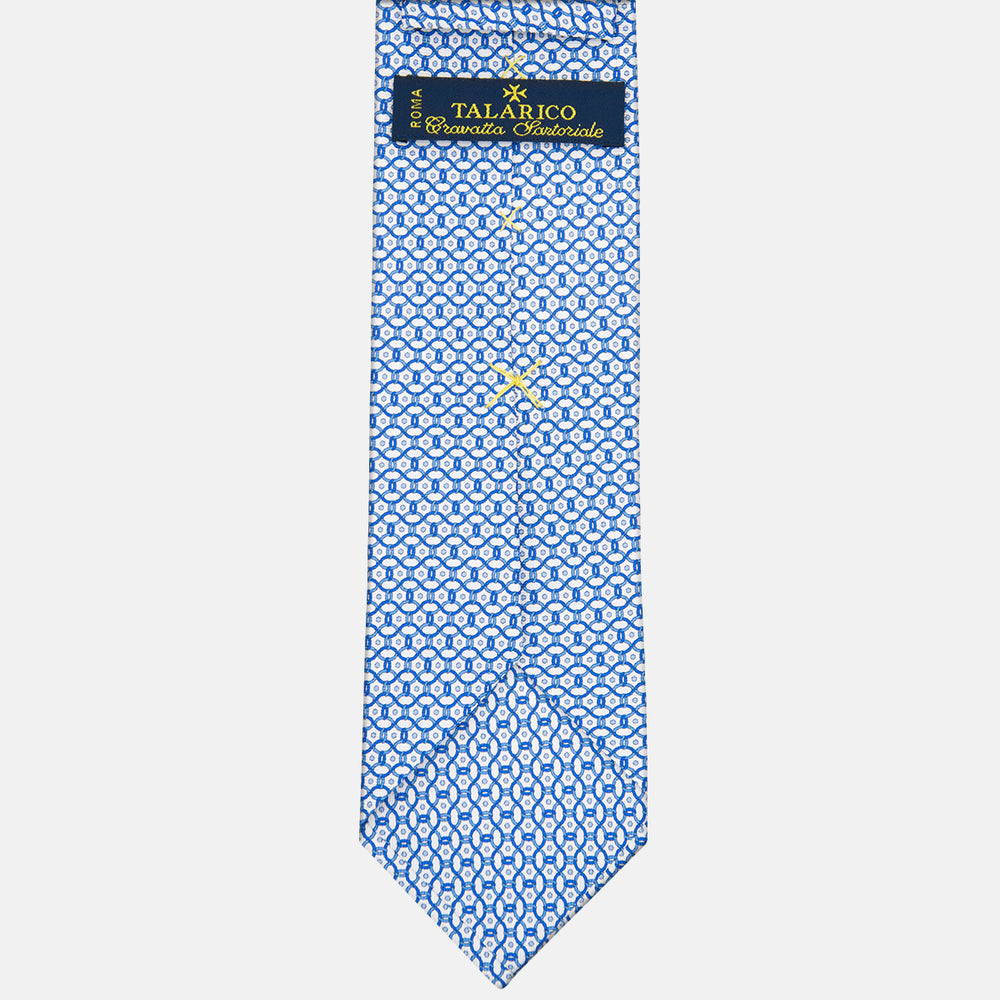 3-fold Tie in White Linked Pattern Silk - MO9962