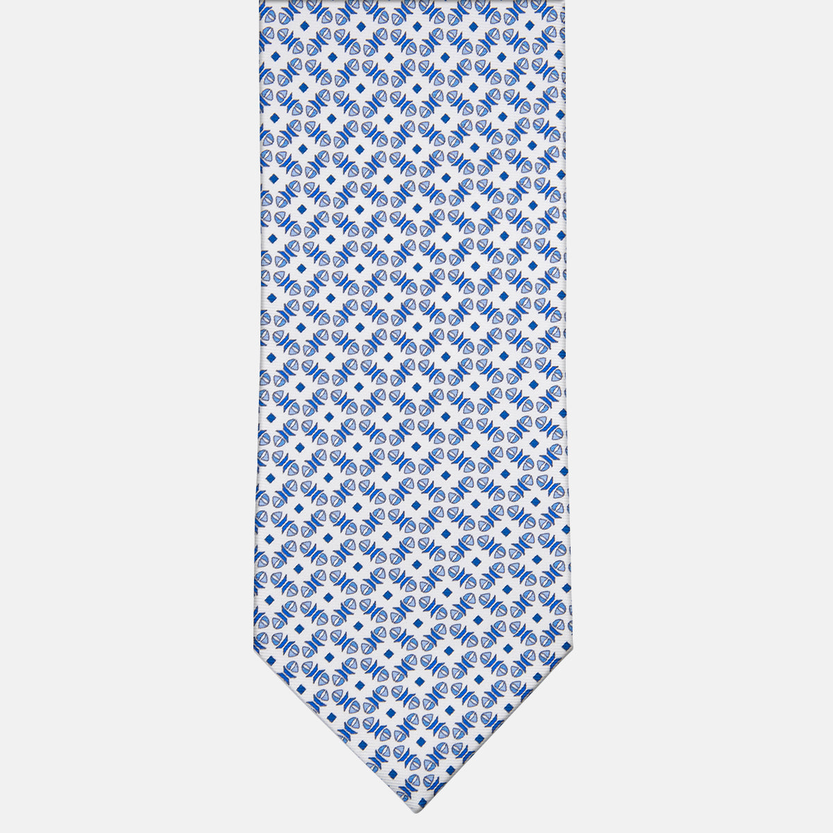 3-fold Silk Tie with White Geometric Pattern - M49229