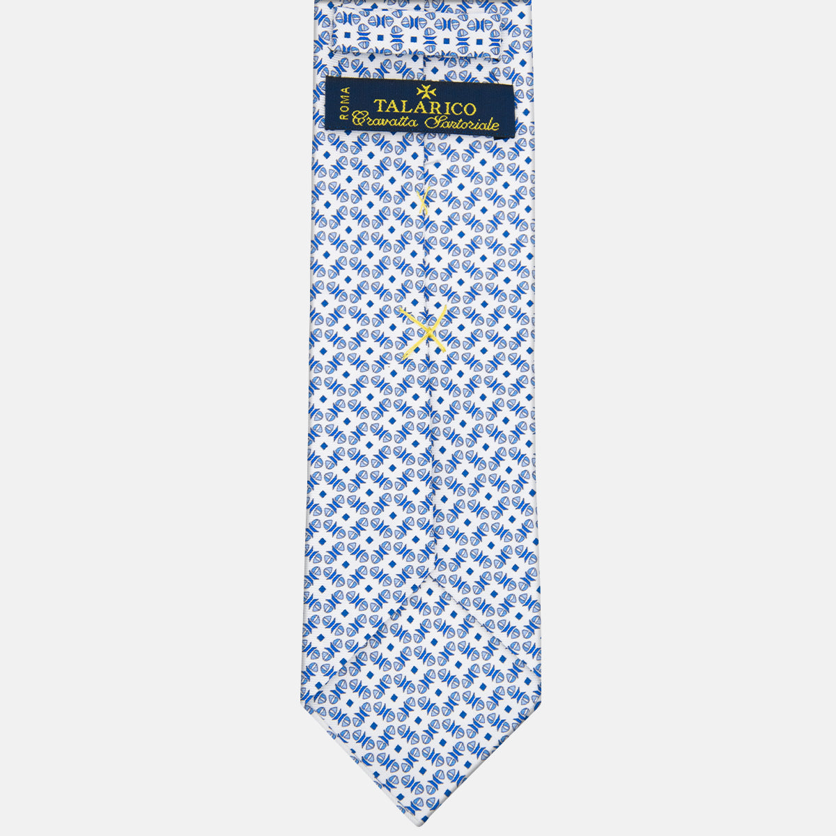 3-fold Silk Tie with White Geometric Pattern - M49229