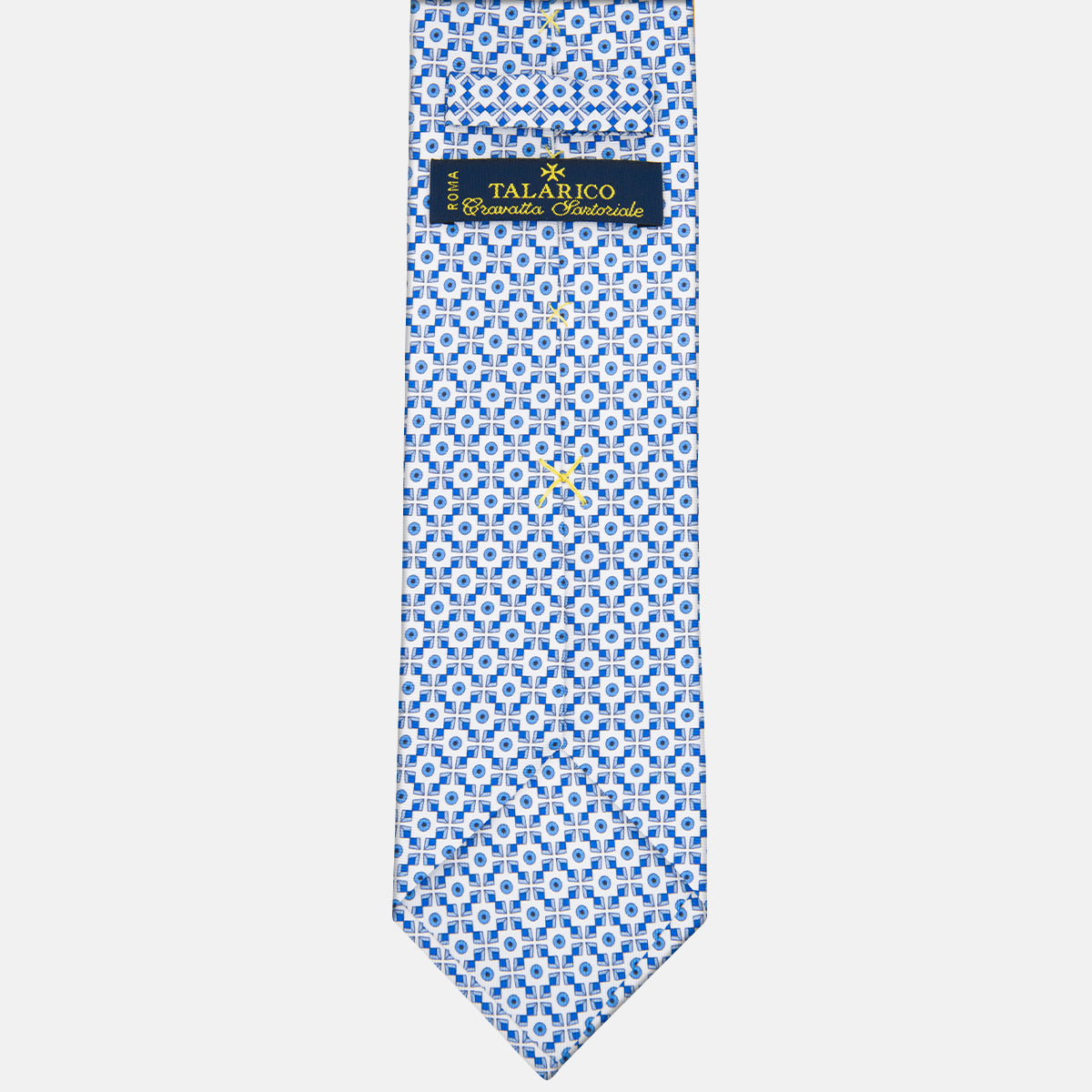 3-fold Silk Tie with White Geometric Pattern - M49229