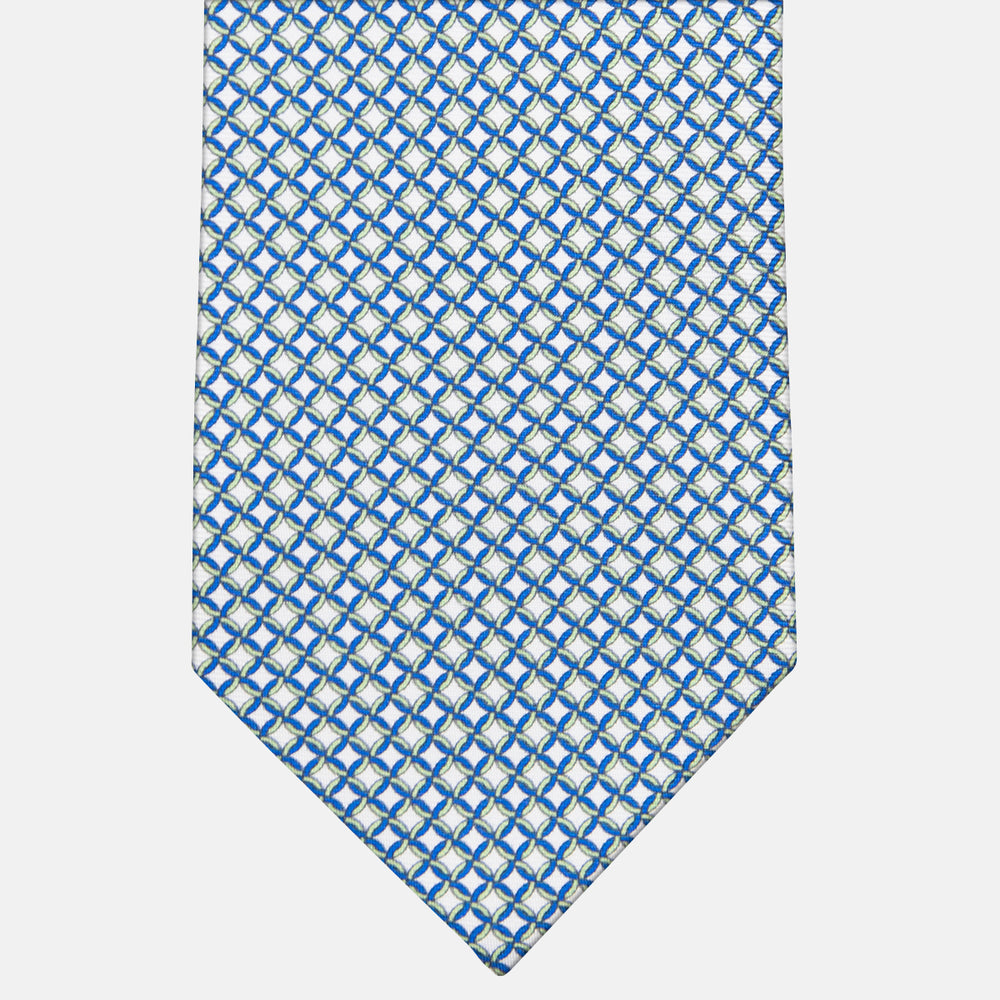 3-fold Silk Tie with White Linked Pattern - M49147