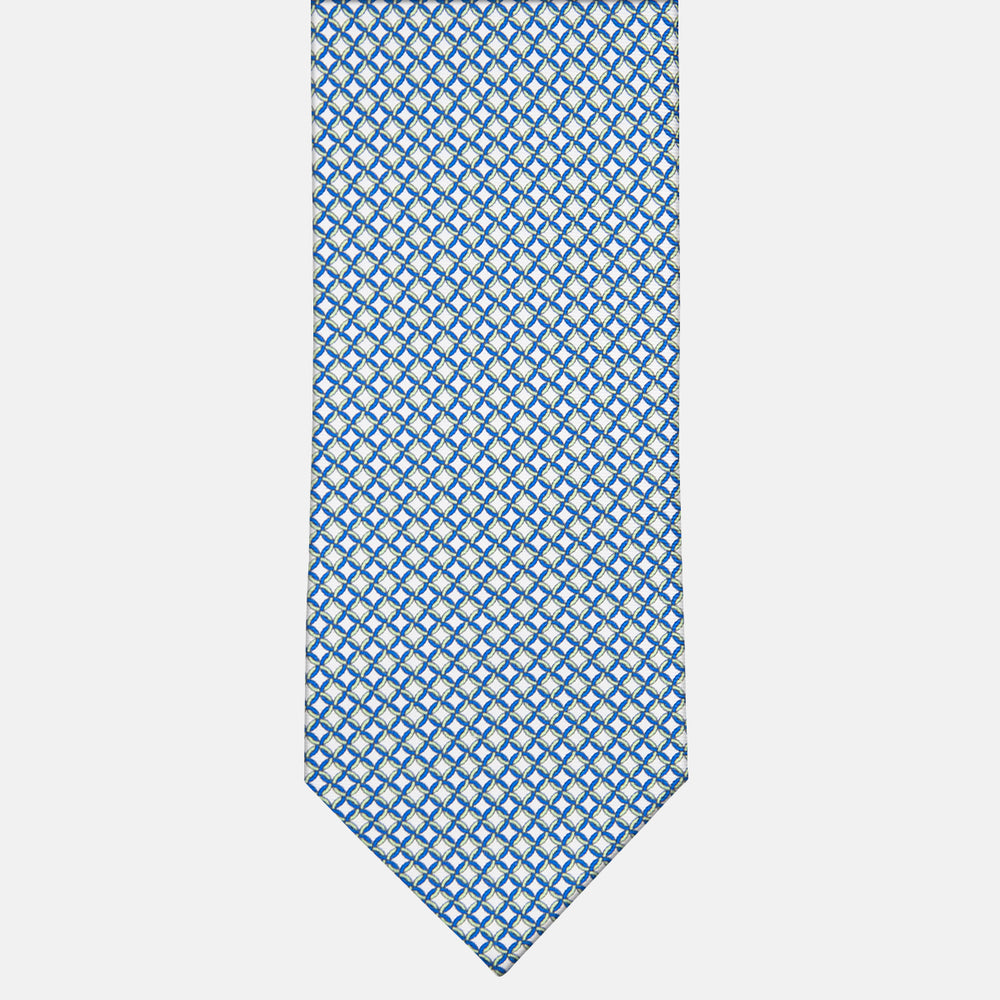 3-fold Silk Tie with White Linked Pattern - M49147