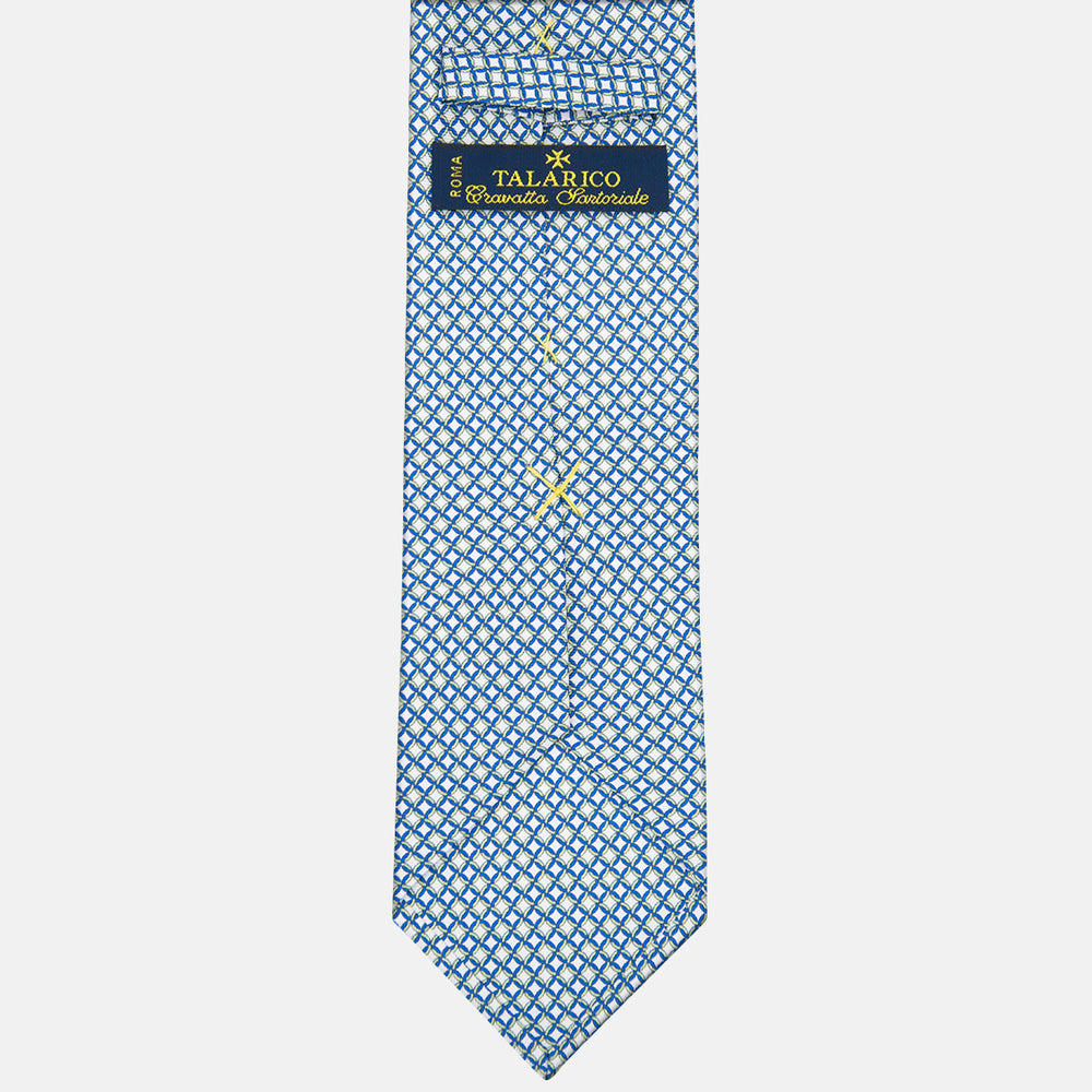 3-fold Silk Tie with White Linked Pattern - M49147