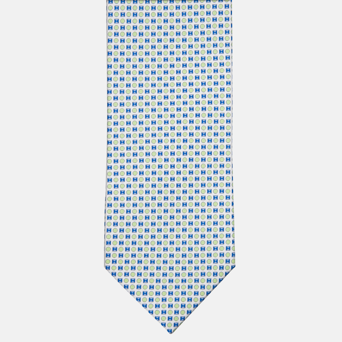 3-fold Silk Tie with White Geometric Pattern - M50003