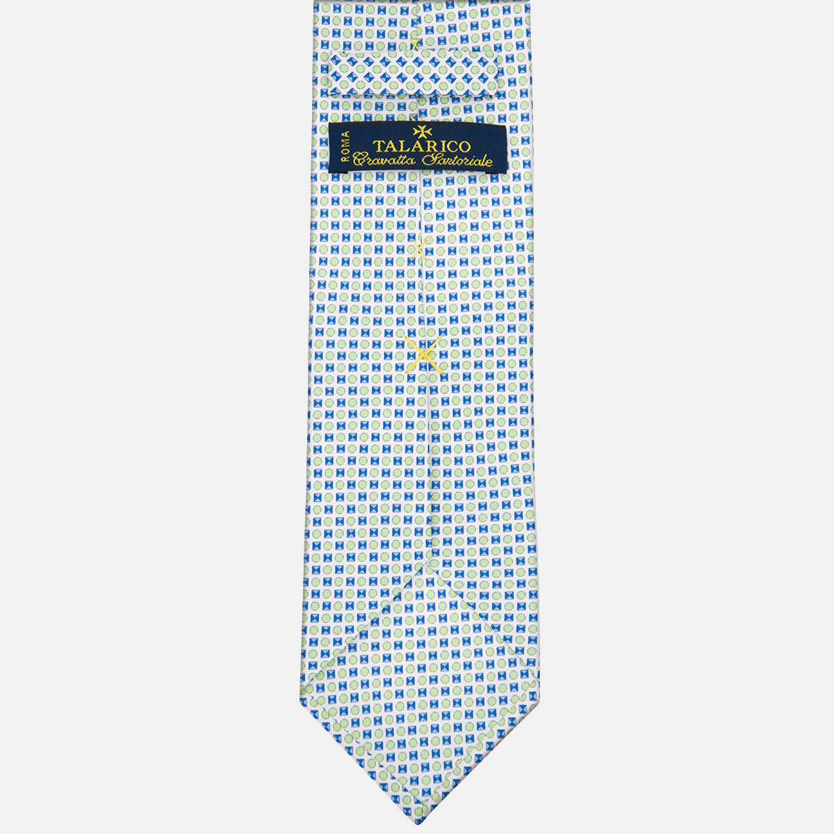 3-fold Silk Tie with White Geometric Pattern - M50003