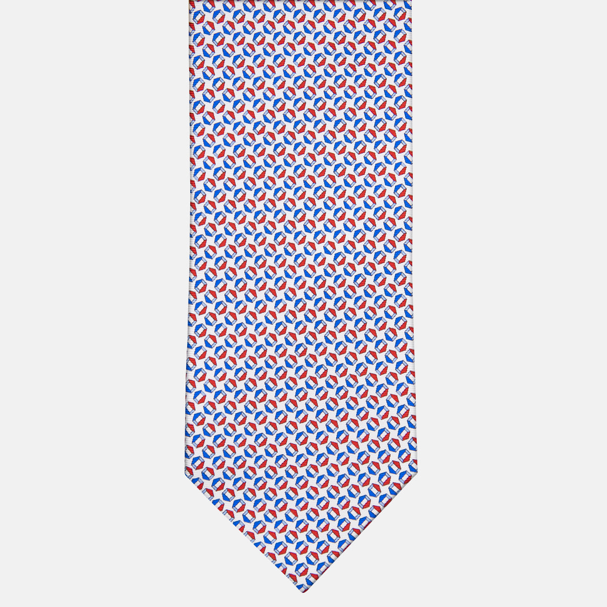 White Geometric Pattern 3 Fold Silk Tie-MO9983